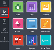 Du har en lang række elementer - grafik filer, at vælge mellem i Canva Canva elements