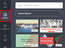 Du har en lang række layouts - grafiske indretninger, at vælge mellem i Canva Canva layouts