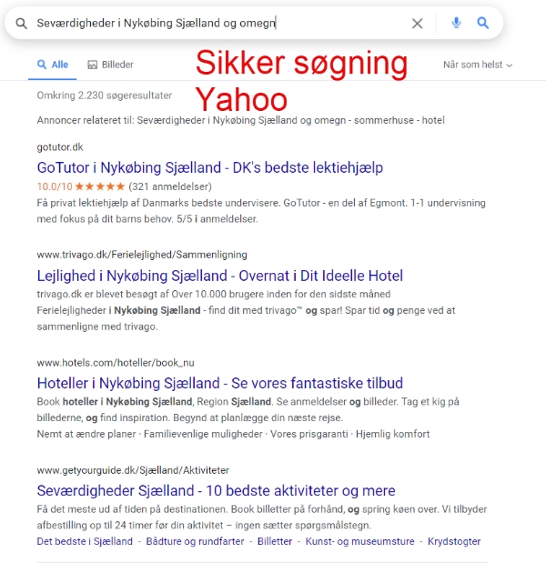 Yahoo søgning på seværdigheder