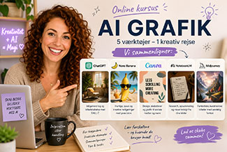 AI-Grafik-kursus--Prompt-i-ChatGPT Eksempel på AI grafik i ChatGPT - med eksempel på et online kursus i AI Grafik - med samme prompt på 5 forskellige AI-grafik programmer.
