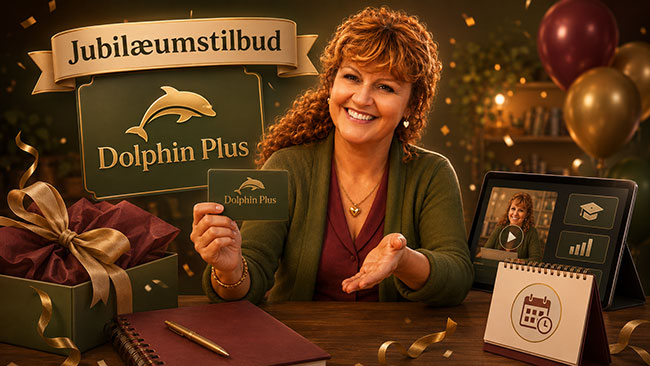 Jubilæumstilbud. Livstids-rabat til medlemsklubben Dolphin Plus hos Heidi Bille og Dolphin Consult.